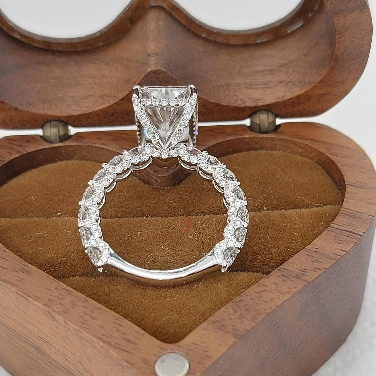 5 Ct Radiant Diamond Solitaire Engagement Ring Radiant cut 1Ct Moissanite Brilliant Cut engagement ring in 935 Argentium Silver — custom handcrafted by Forever For Love
