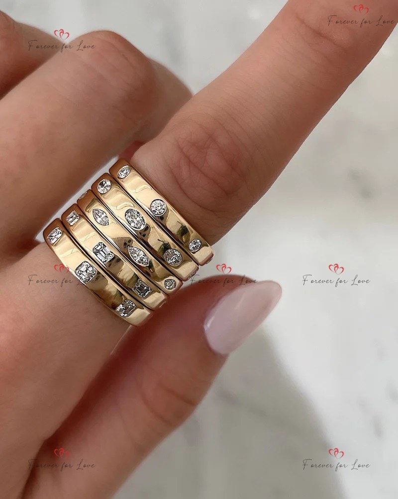 Oval Natural Diamond Eternity Band Oval cut Moissanite Brilliant Cut engagement ring in 935 Argentium Silver — custom handcrafted by Forever For Love