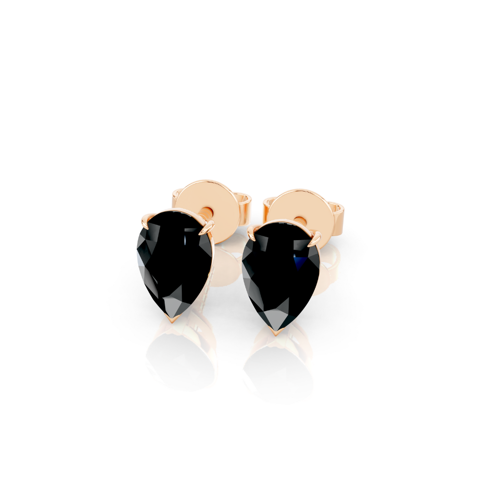 Pear Cut Color Diamond Stud Earrings 1 Ct engagement ring in 10K Solid Gold — custom handcrafted by Forever For Love