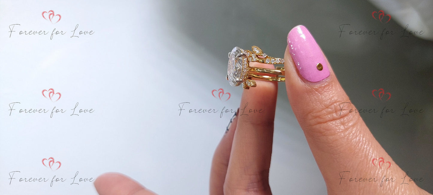 Oval Lab Diamond Eternity Band Oval cut Moissanite Brilliant Cut engagement ring in 935 Argentium Silver — custom handcrafted by Forever For Love
