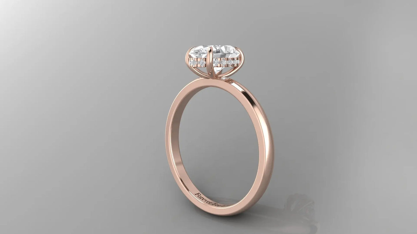 1.5 Carat IGI Certified E/VS1 Oval Cut Lab Grown Diamond Solitaire Engagement Ring with Hidden Halo - Solid Gold Bridal Forever For Love