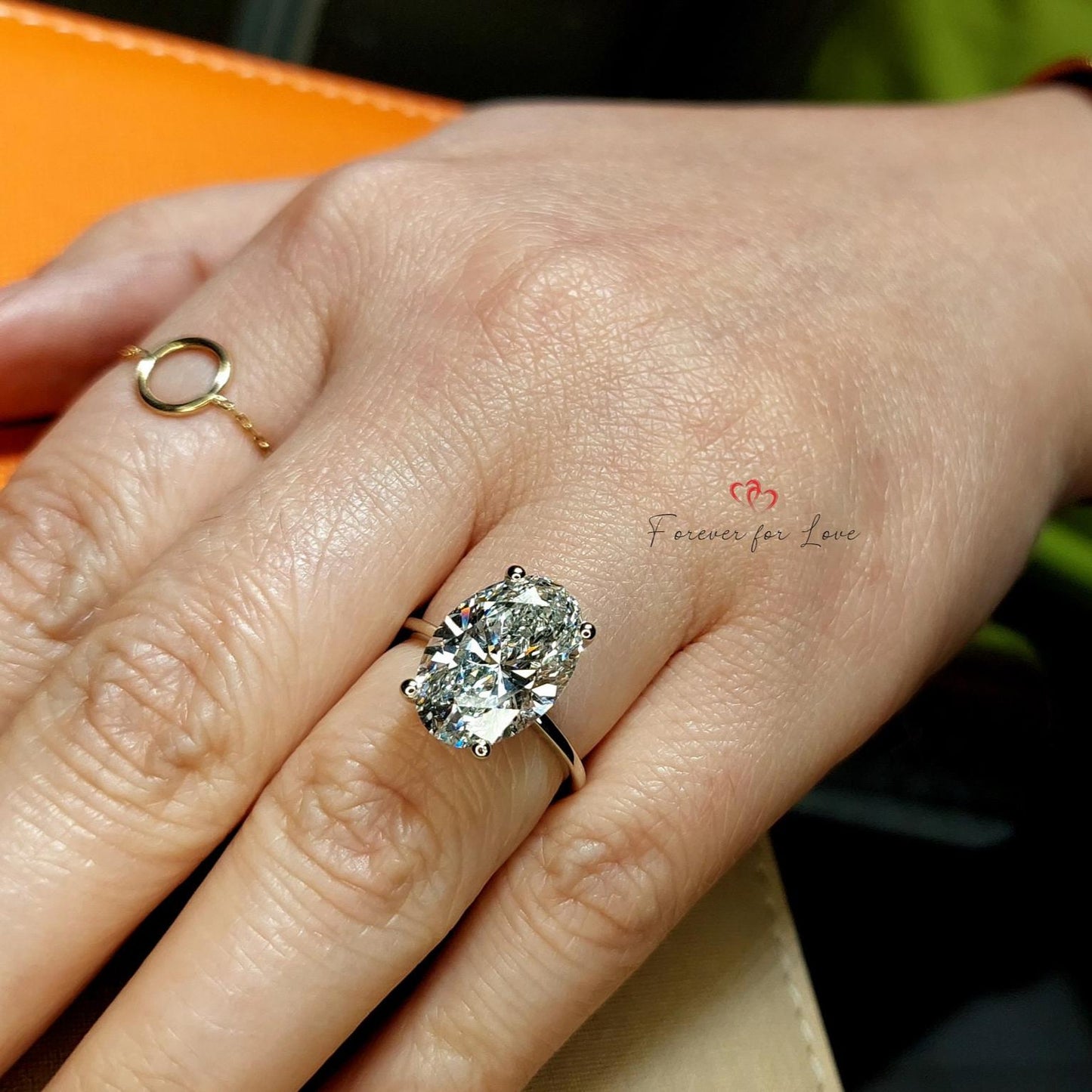 5.28 Ct Oval Lab Diamond Engagement Ring Oval cut 1Ct Moissanite Brilliant Cut engagement ring in 935 Argentium Silver — custom handcrafted by Forever For Love