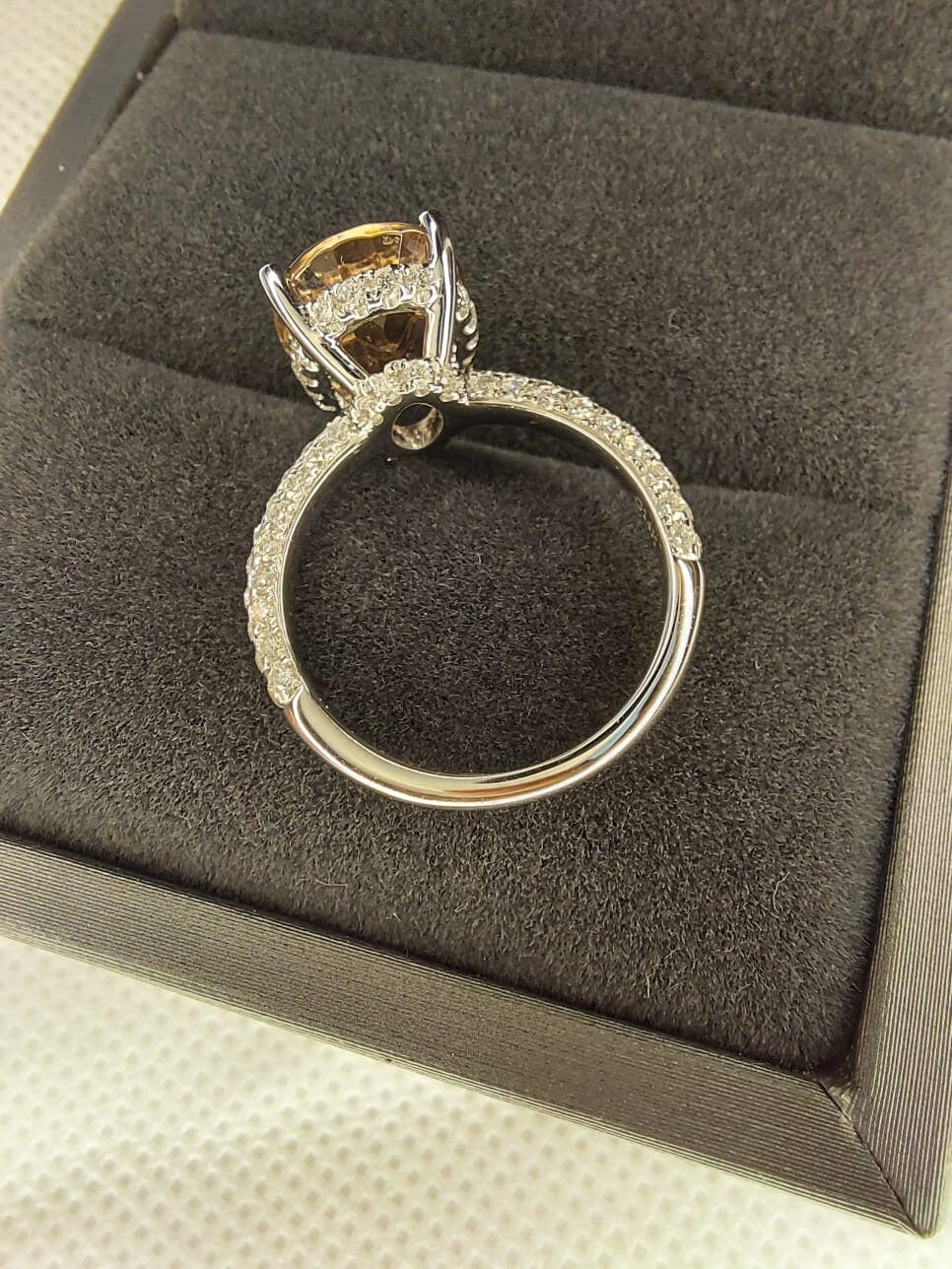 2 Ct Oval Diamond, Morganite Hidden Halo Engagement Ring Oval cut Moissanite engagement ring in Gold or Platinum — custom handcrafted by Forever For Love
