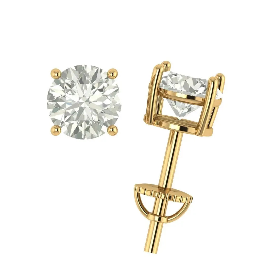 Solid Gold Diamond Stud Earring Forever For Love