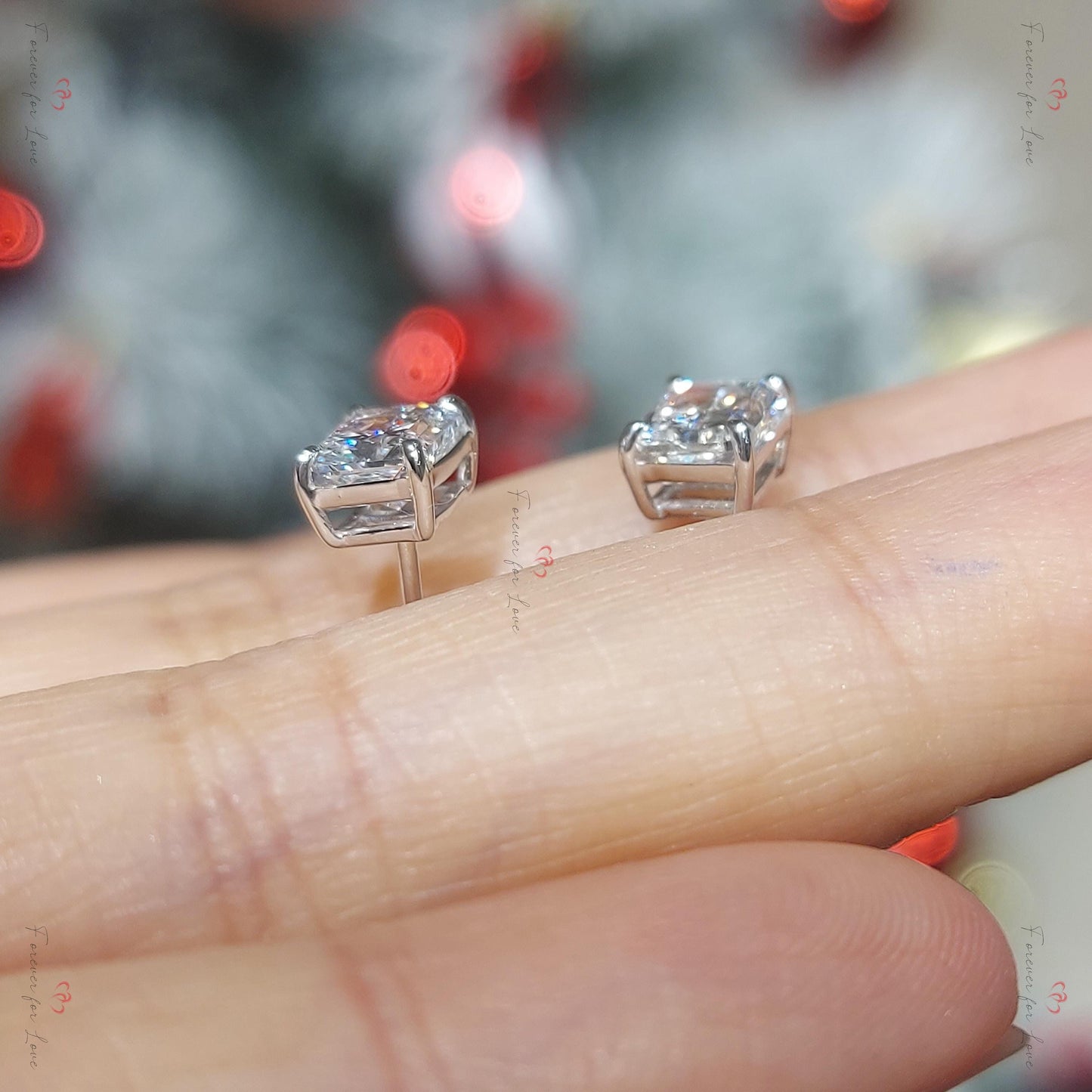 Ohrstecker im Radiant-Schliff / Ohrstecker mit Radiant-Schliff / 14 Karat Gold Ohrstecker / Ohrringe im Radiant-Schliff, 1 Karat Gesamtgewicht / Geschenk für Mama Moissanite engagement ring in Gold or Platinum — custom handcrafted by Forever For Love