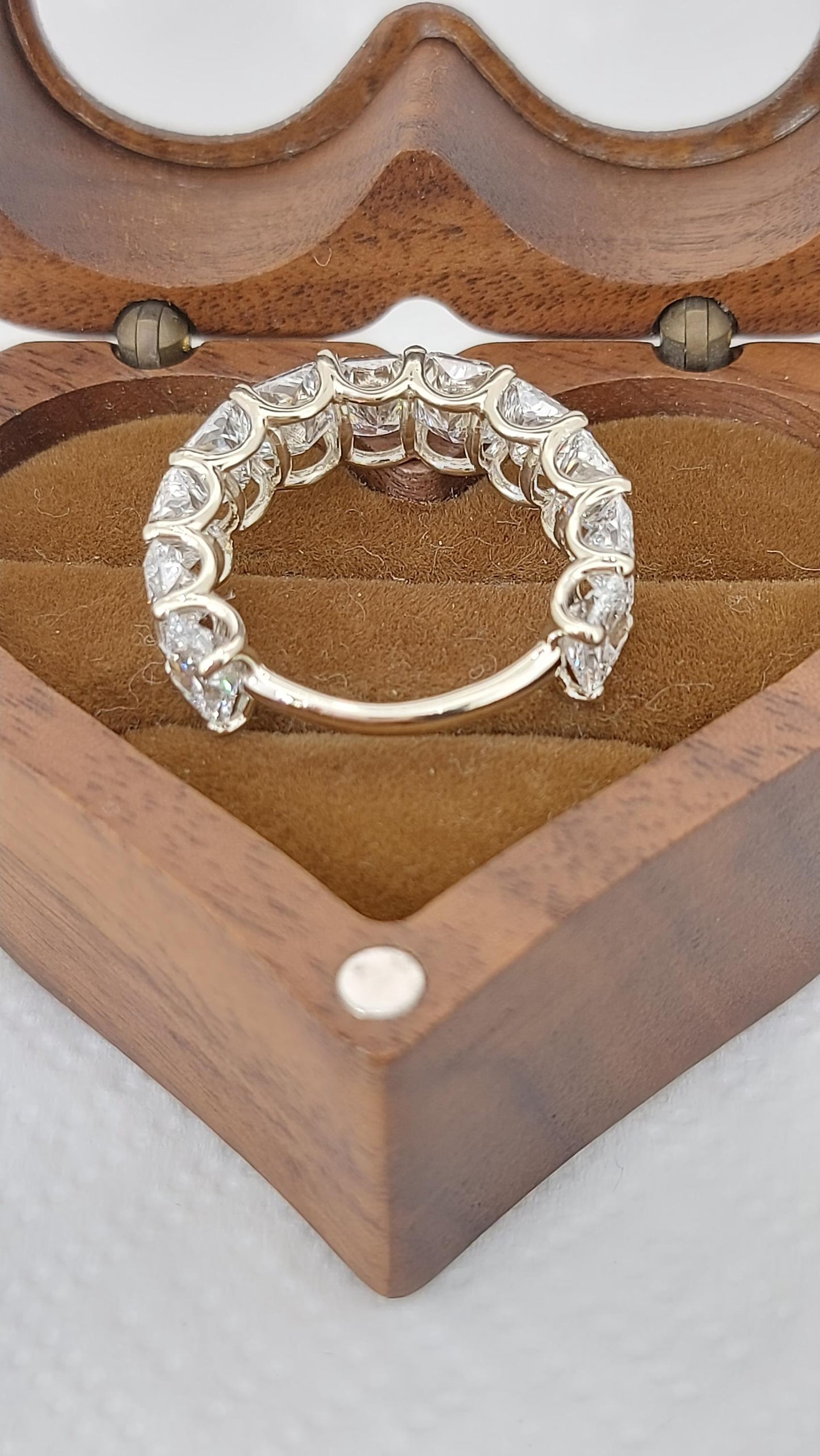 Radiant cut Lab Grown Diamond Wedding Band, Anniversary Band for her, 3/4th Eternity Band, Stackable Matching Band Gift for her. Radiant cut Moissanite Brilliant Cut engagement ring in 935 Argentium Silver — custom handcrafted by Forever For Love