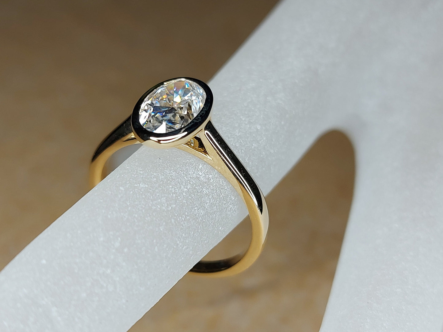 Oval Moissanite Solitaire Engagement Ring Oval cut 1Ct Moissanite Brilliant Cut engagement ring in 935 Argentium Silver — custom handcrafted by Forever For Love