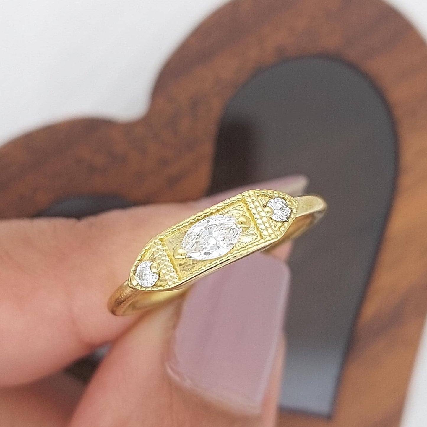 1 Ct Oval Diamond Three Stone Engagement Ring Oval cut Moissanite engagement ring in Gold or Platinum — custom handcrafted by Forever For Love