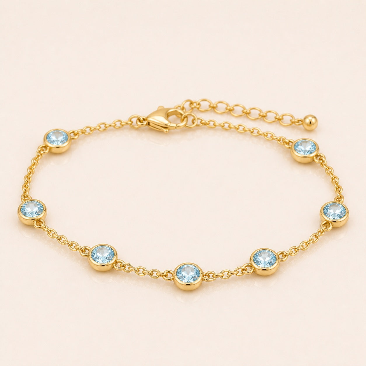 Aquamarine Station Chain Bracelet