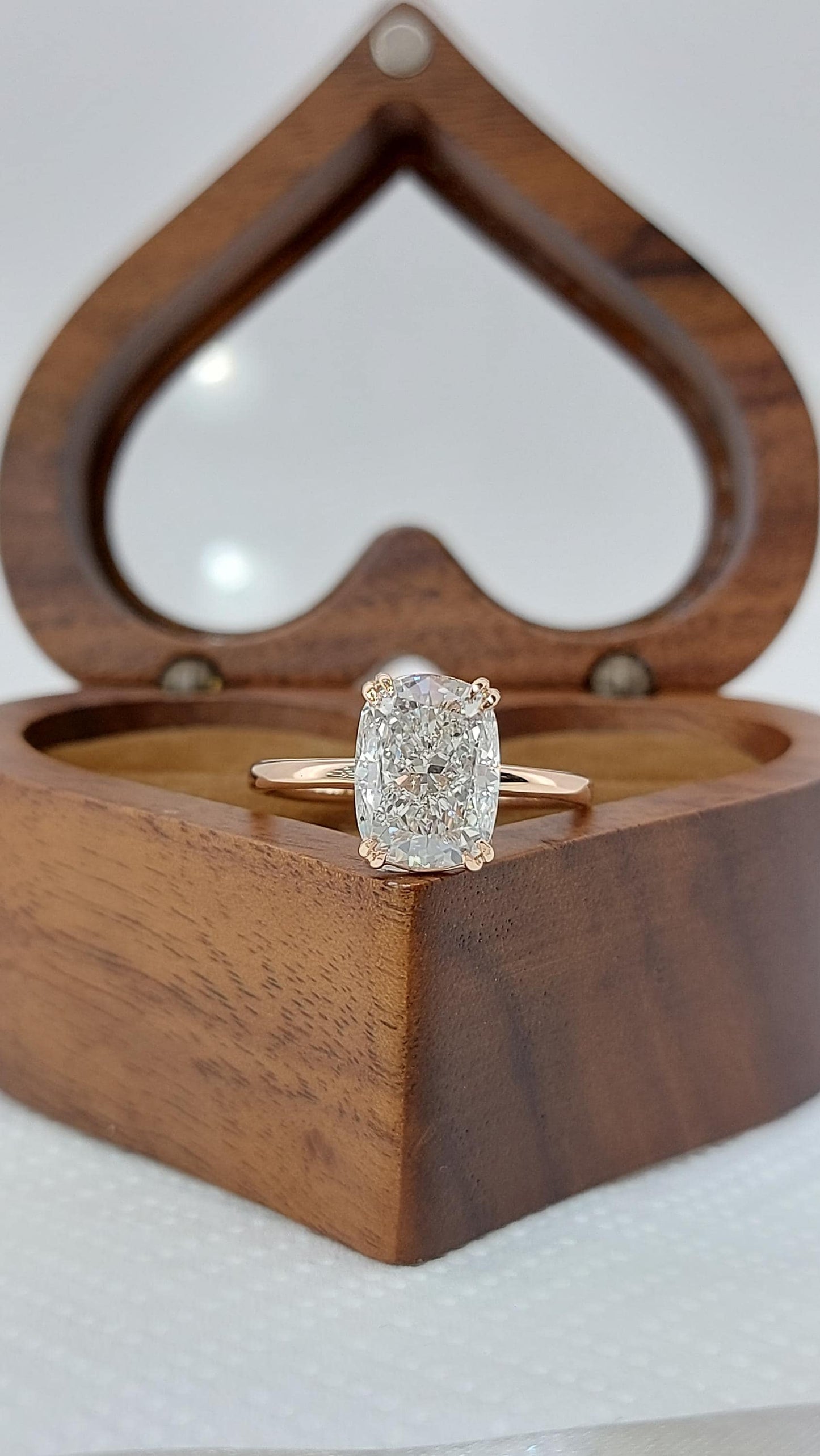 2 Ct IGI Certified Cushion Lab Diamond Hidden Halo Ring Cushion cut 1Ct Moissanite Brilliant Cut engagement ring in 935 Argentium Silver — custom handcrafted by Forever For Love