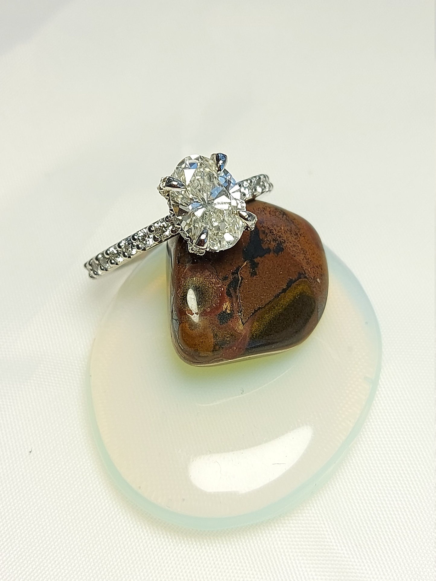 2.5 Ct Oval VVS2 Diamond Engagement Ring Oval cut 1Ct Moissanite Brilliant Cut engagement ring in 935 Argentium Silver — custom handcrafted by Forever For Love