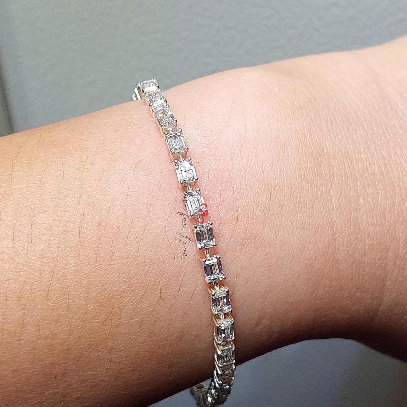 Tennis Bracelet, Gold Tennis Bracelet, Cubic Zirconia Tennis Bracelet, Dainty Bracelet, Diamond Bracelet, Gift for Her, Minimalist Bracelet Moissanite engagement ring in Gold or Platinum — custom handcrafted by Forever For Love
