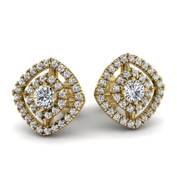 Runde Cluster-Ohrringe mit Diamanten aus massivem 14 Karat/18 Karat Gold/Platin Moissanite engagement ring in Gold or Platinum — custom handcrafted by Forever For Love