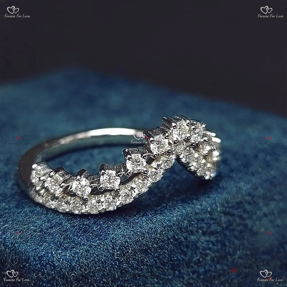 Pave Diamond Half Eternity Crown Ring Forever For Love