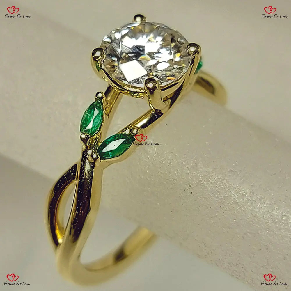 Twig Moissanite Engagement Ring – Vintage Rose Gold Floral Leaf Diamond Wedding Ring Forever For Love