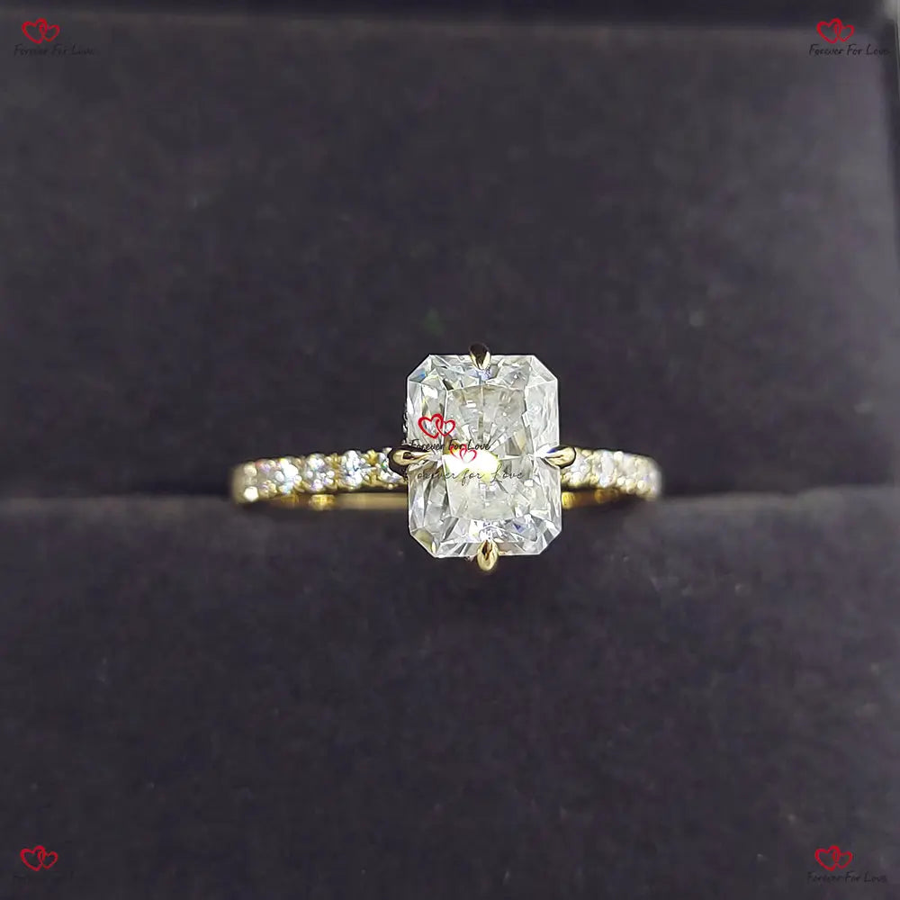Unique Vintage Radiant Cut Diamond Engagement Ring Forever For Love