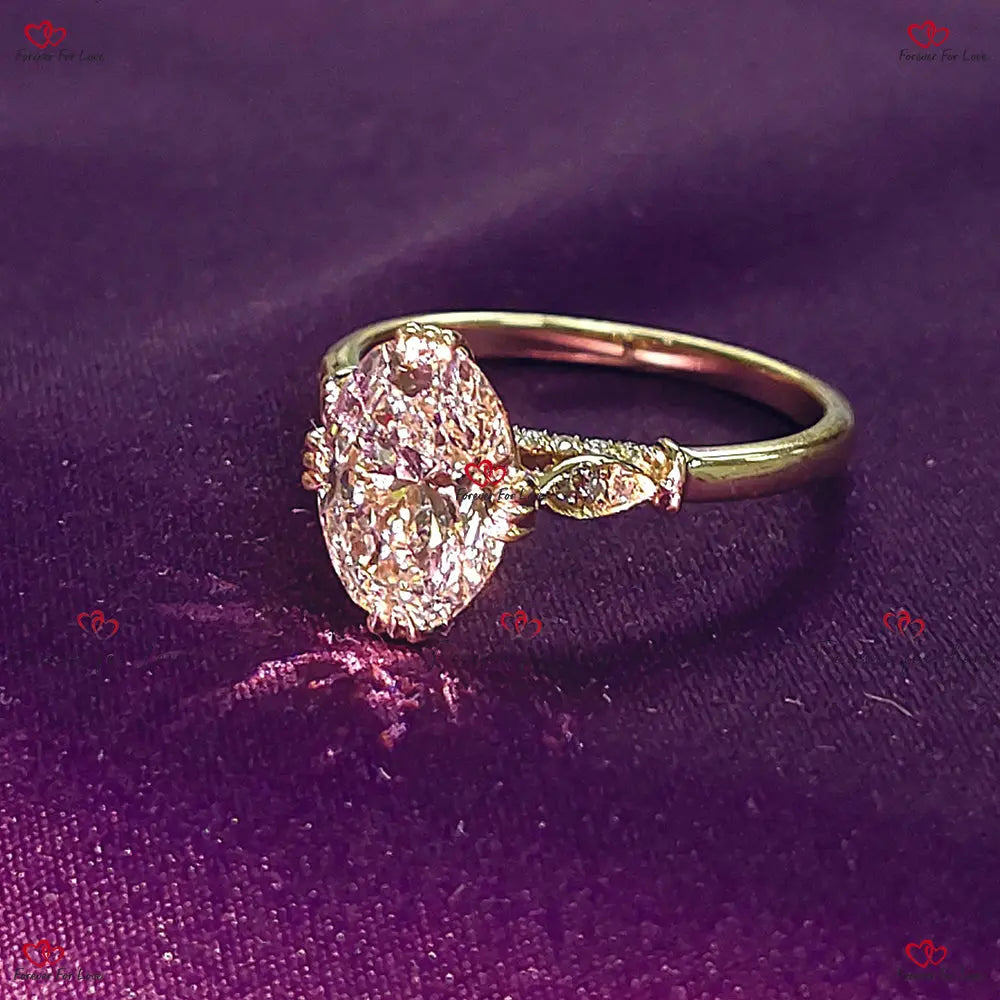 Unique Vintage Oval Diamond Engagement Ring - F VS1 Lab Grown Diamond in Solid Gold IGI Certified Forever For Love