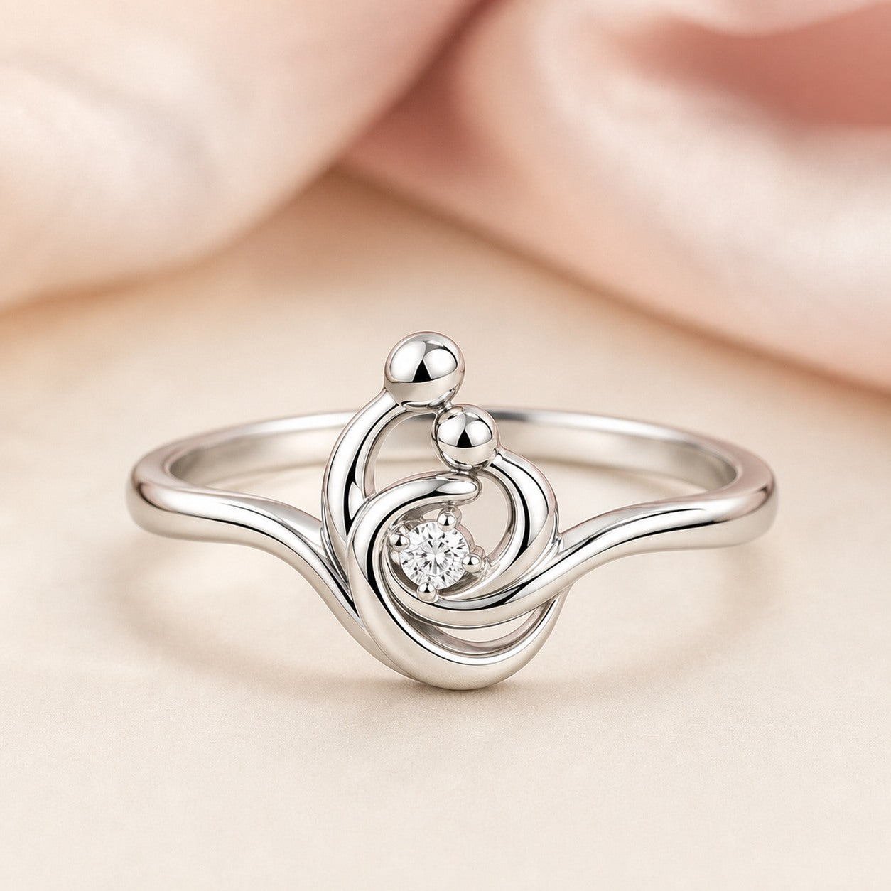 AI-generated photorealistic image of Engraved Mother And Child Ring