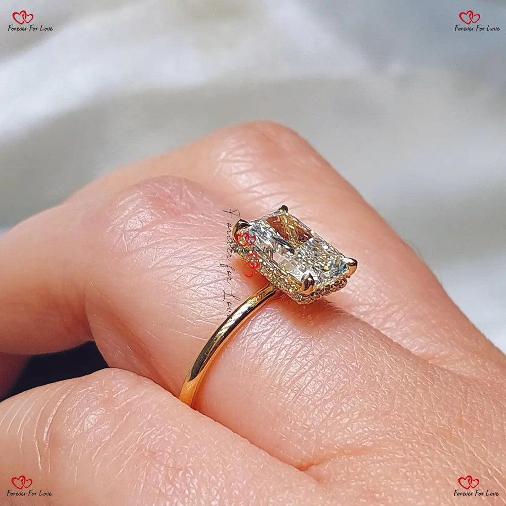 Hidden Halo Radiant Diamond Engagement Ring Forever For Love