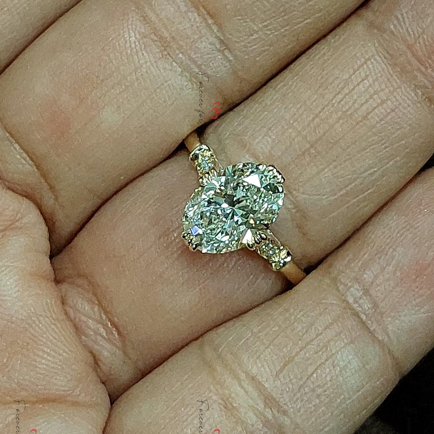 2.03 Ct Oval Lab Diamond Vintage Engagement Ring Oval cut 1Ct Moissanite Brilliant Cut engagement ring in 935 Argentium Silver — custom handcrafted by Forever For Love