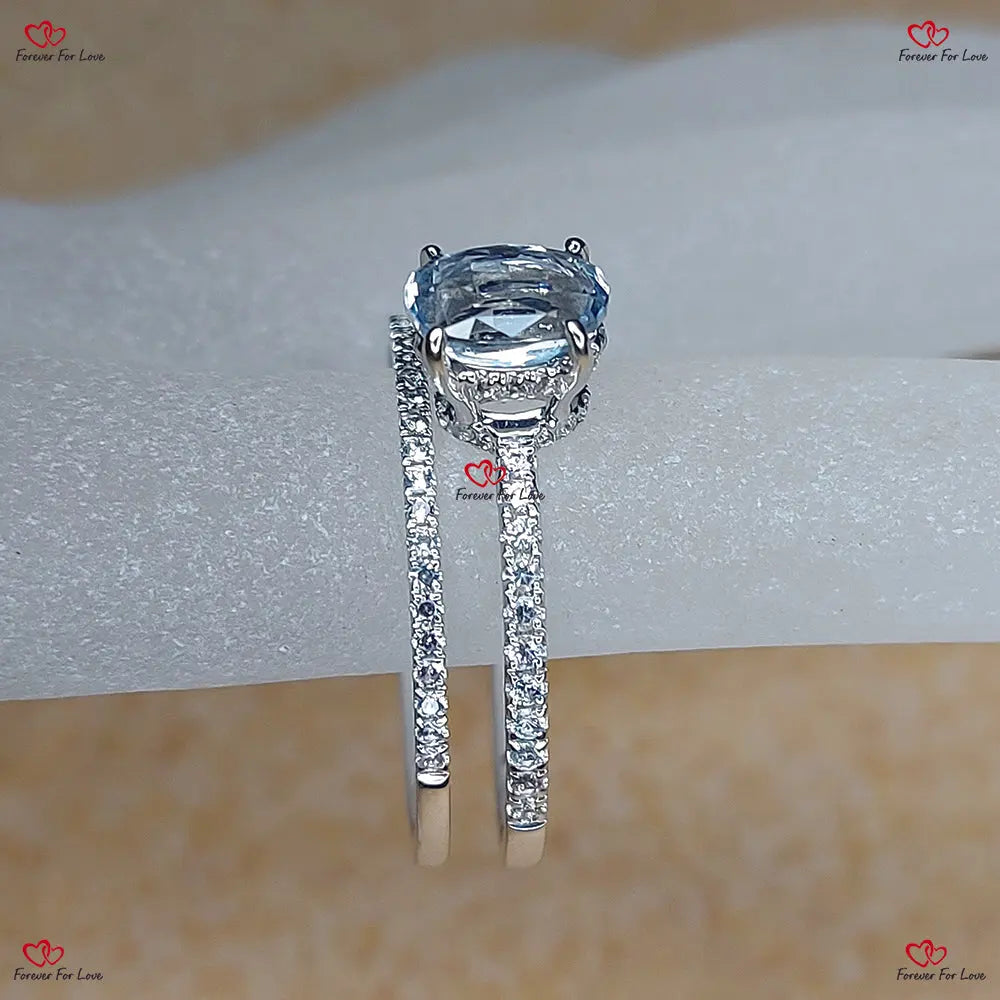 Sapphire Engagement Ring set in/ Rose Gold Forever For Love