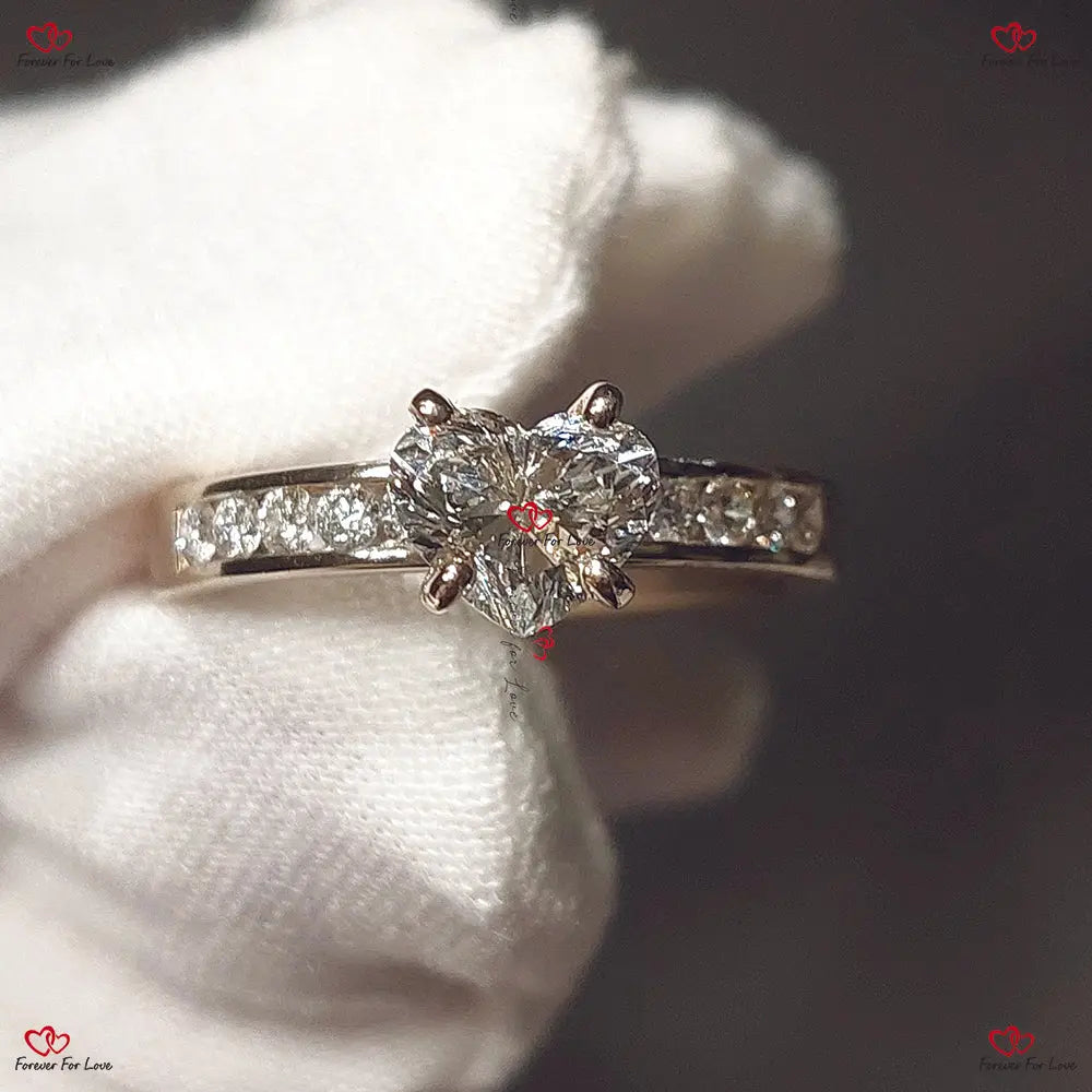 Channel Set Heart Diamond Engagement Ring Forever For Love