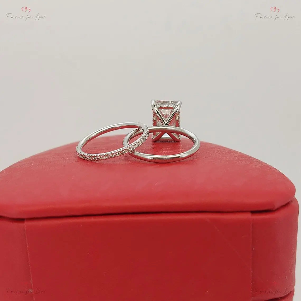 Forever for Love - 3 Carat Emerald Cut Diamond Bridal Set Forever For Love