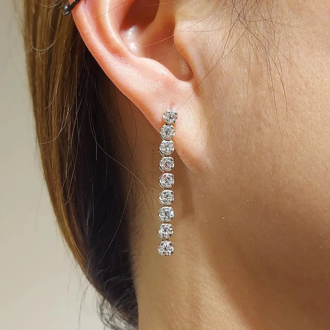 14k Gold and Diamond Dangle Earrings | 3mm Dangling Diamonds Forever For Love