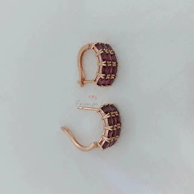 Garnet Hoop Earrings Huggies | Tiny Red Stone Hoops Forever For Love