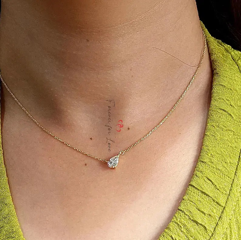 Pear diamond Necklace Forever For Love