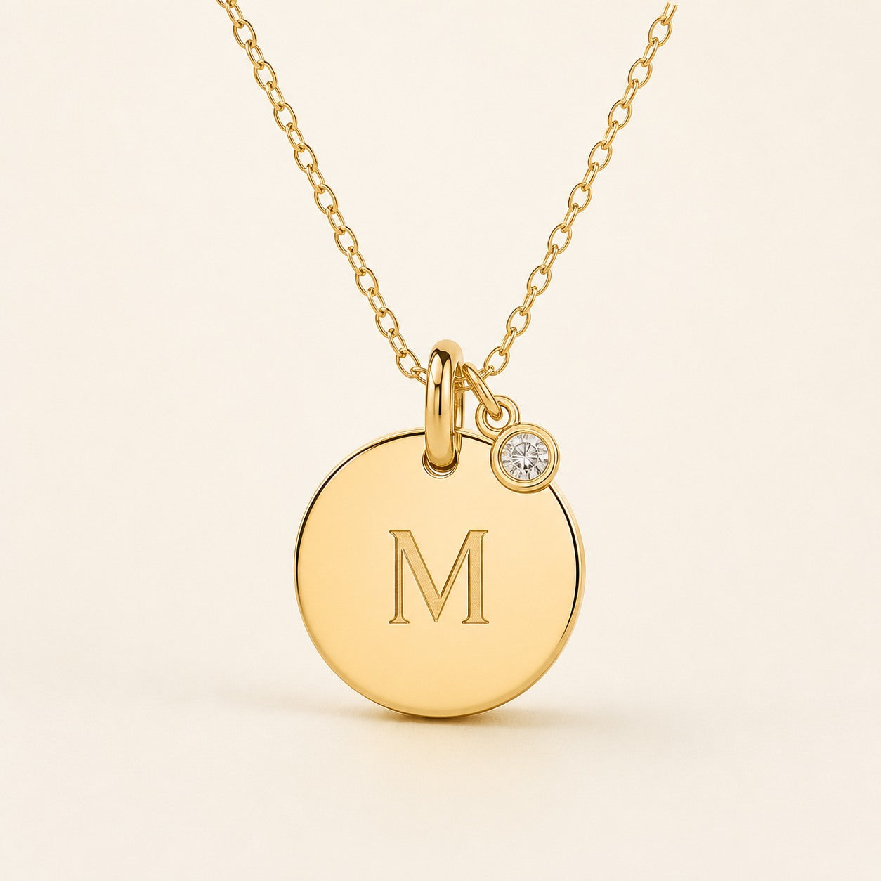 AI-generated photorealistic image of Initial Disc Pendant Necklace For Mom