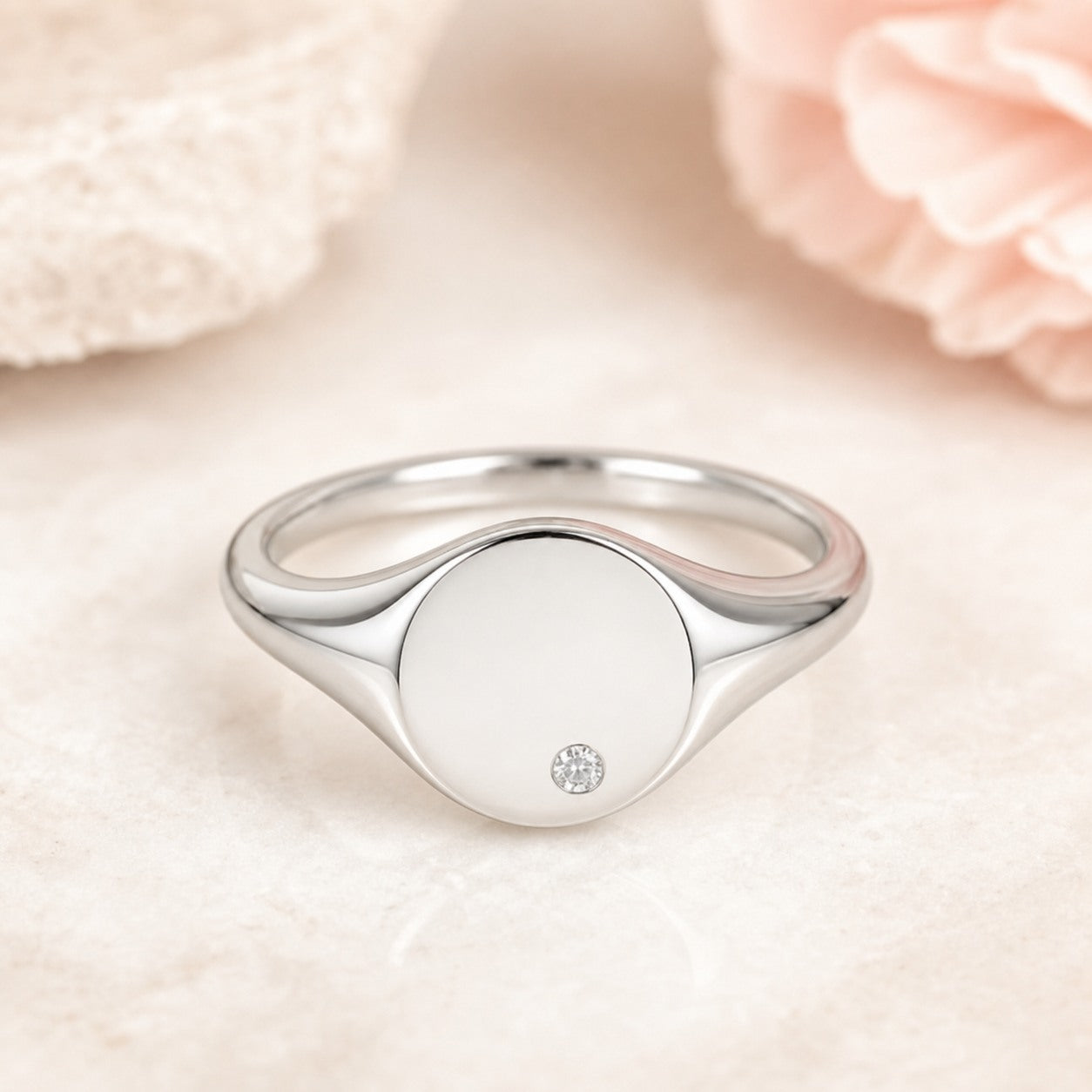 AI-generated photorealistic image of Mom Initial Signet Ring