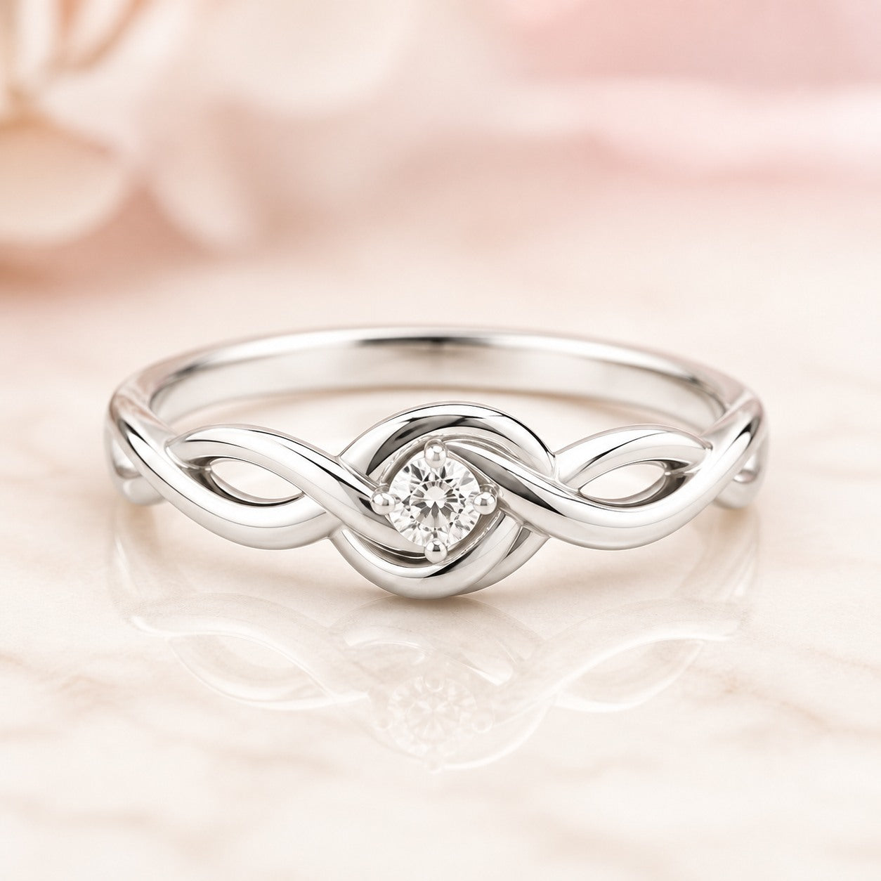 AI-generated photorealistic image of Mom Love Knot Ring