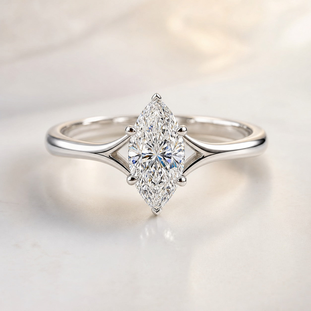 Moval Solitaire Cathedral Engagement Ring