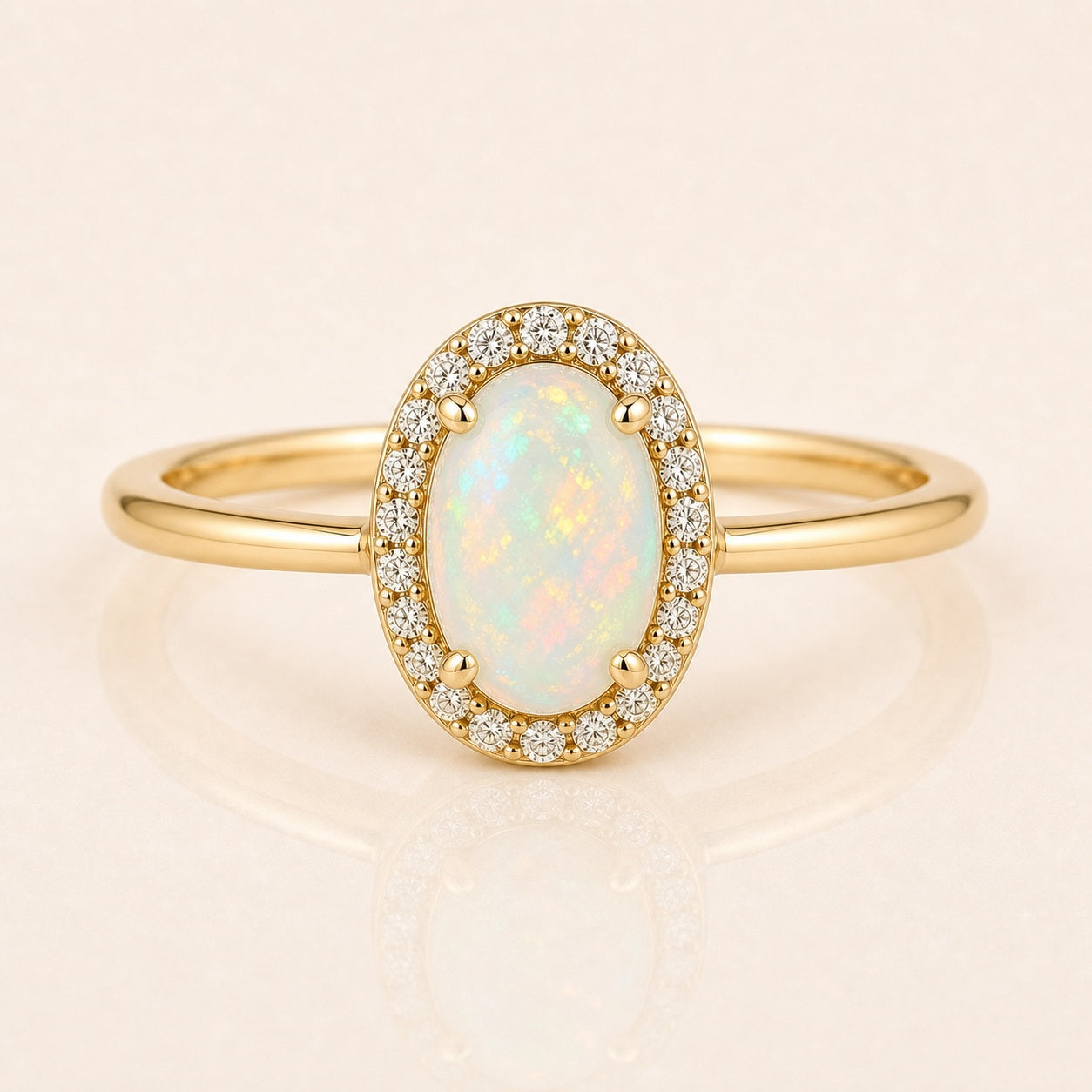Opal Halo Birthstone Ring