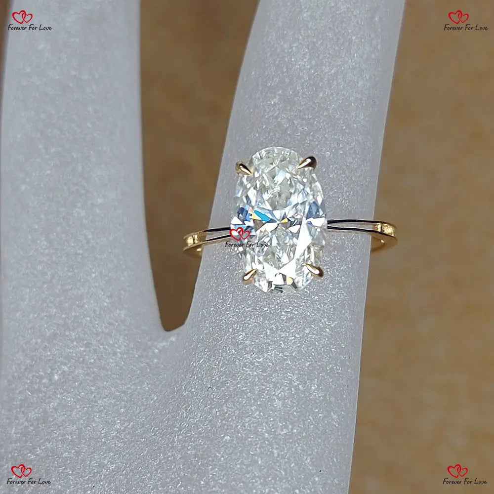 Oval Cut Engagement Ring - Hybrid Crushed Ice Oval Moissanite Engagement Ring