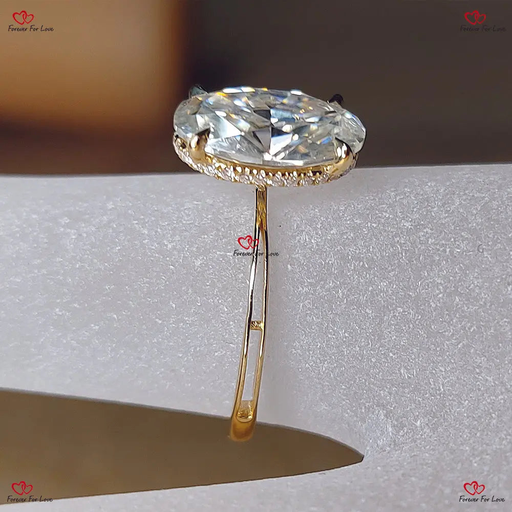 Oval Cut Engagement Ring - Hybrid Crushed Ice Oval Moissanite Engagement Ring