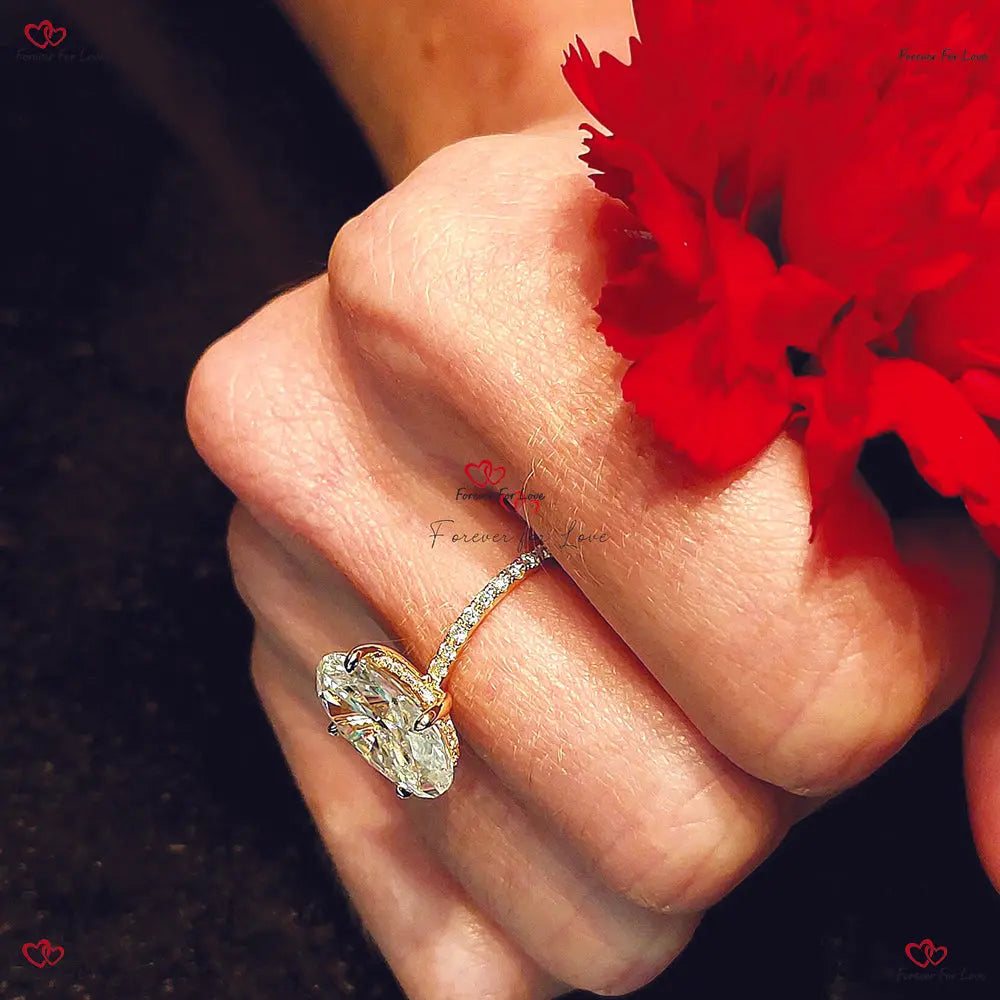 Oval Excellent Cut Diamond Solitaire Engagement Ring Forever For Love