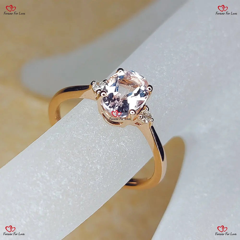 Vintage Oval Morganite Engagement, Wedding Ring Forever For Love