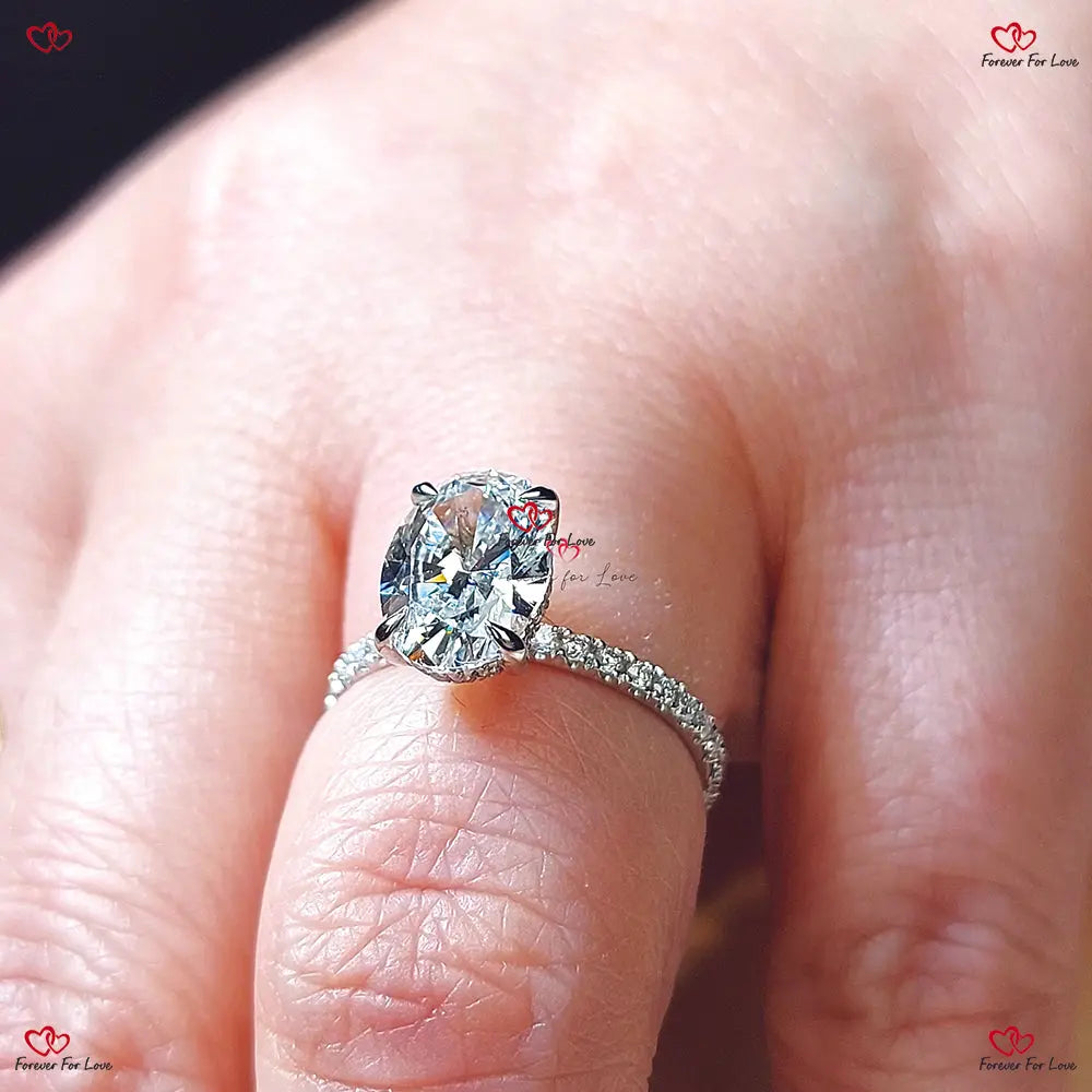Oval Diamond Engagement Ring with Diamond Accents Forever For Love