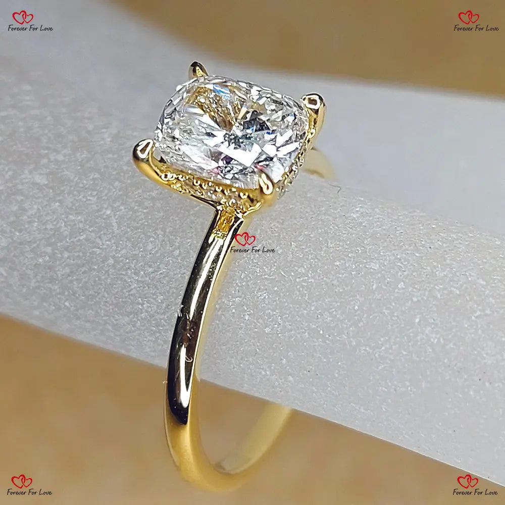 Exquisite Cushion Cut Diamond Engagement Ring Forever For Love