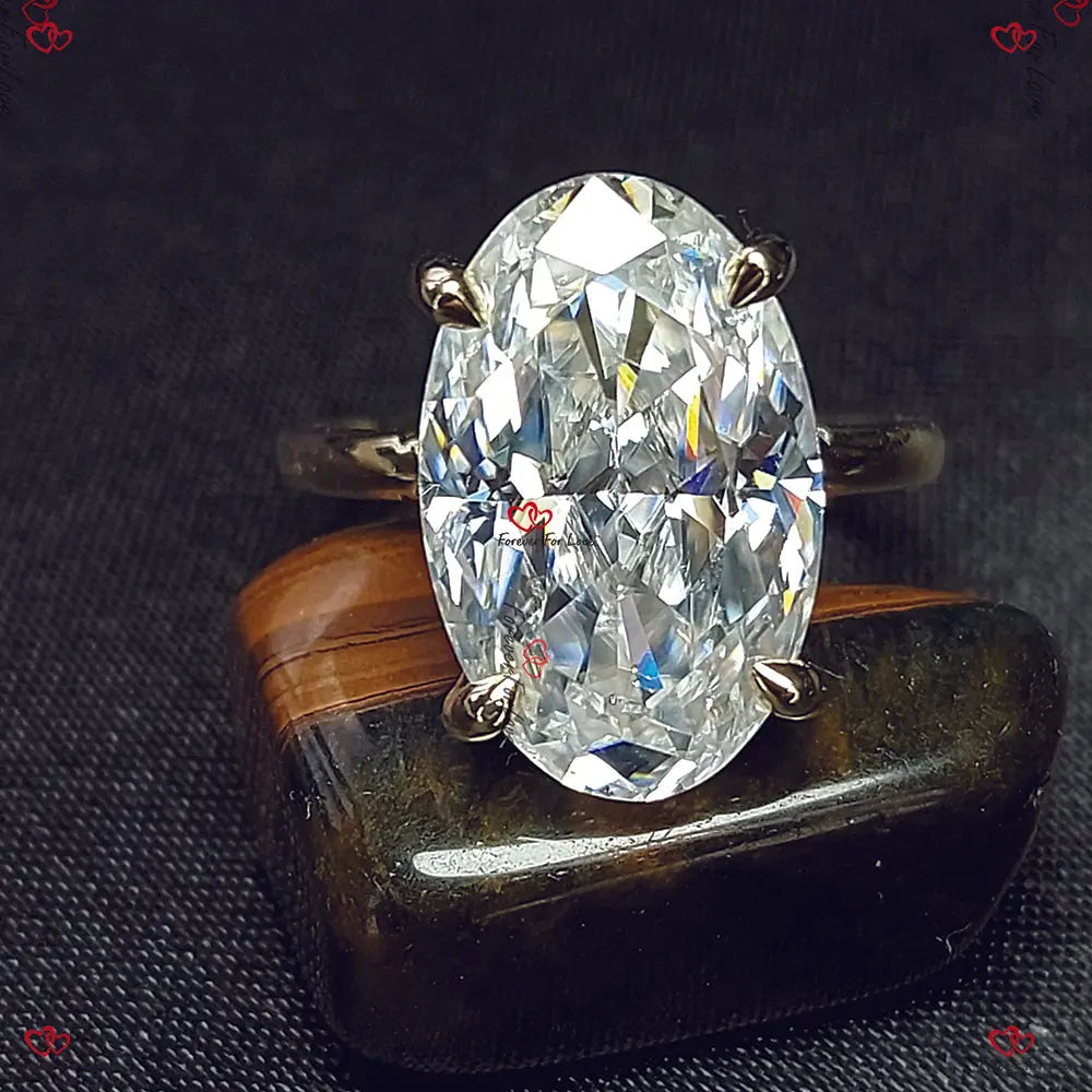 Oval Cut Crushed Ice Moissanite Engagement Ring | Hidden Halo |/ White Gold Forever For Love