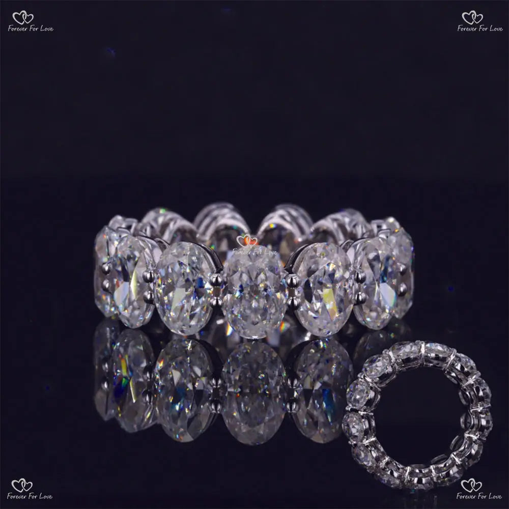 Oval Cut Wedding Band/ Gold Moissanite Bridal Band