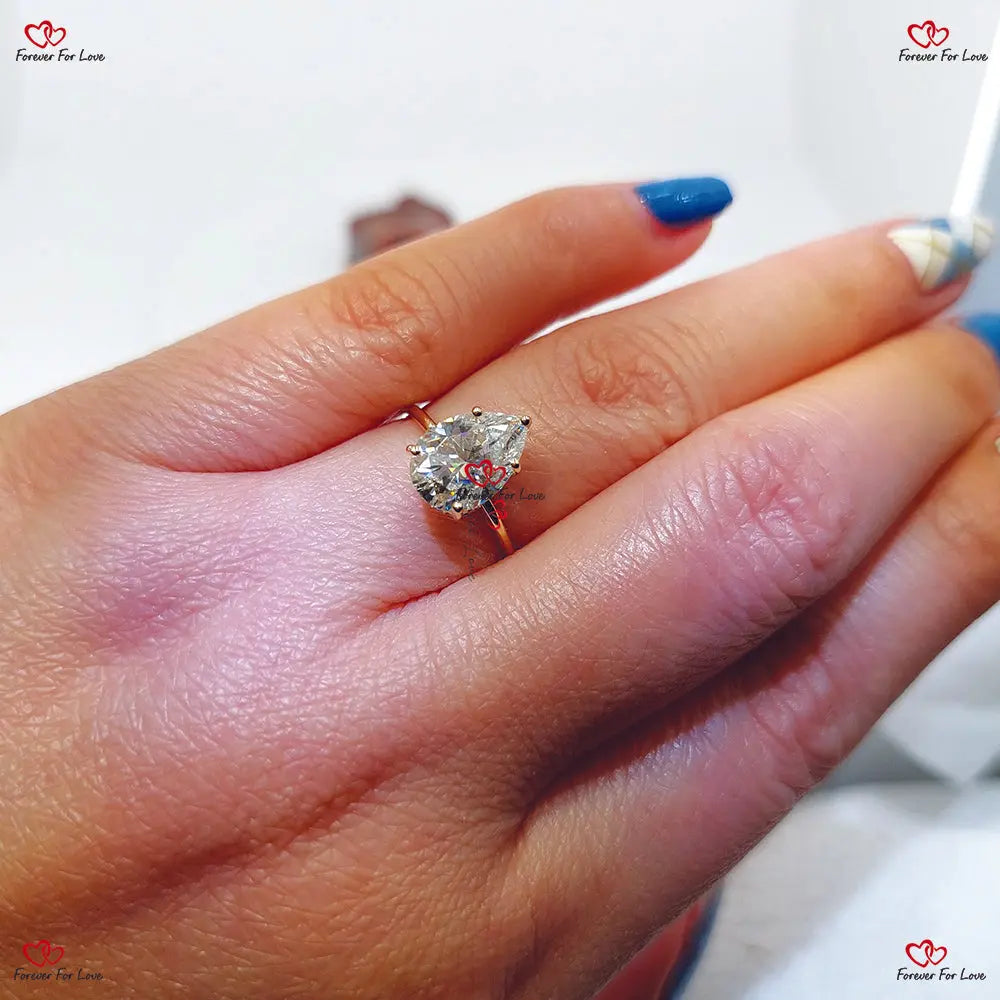 Pear Diamond Engagement Ring with Hidden Halo Setting Forever For Love
