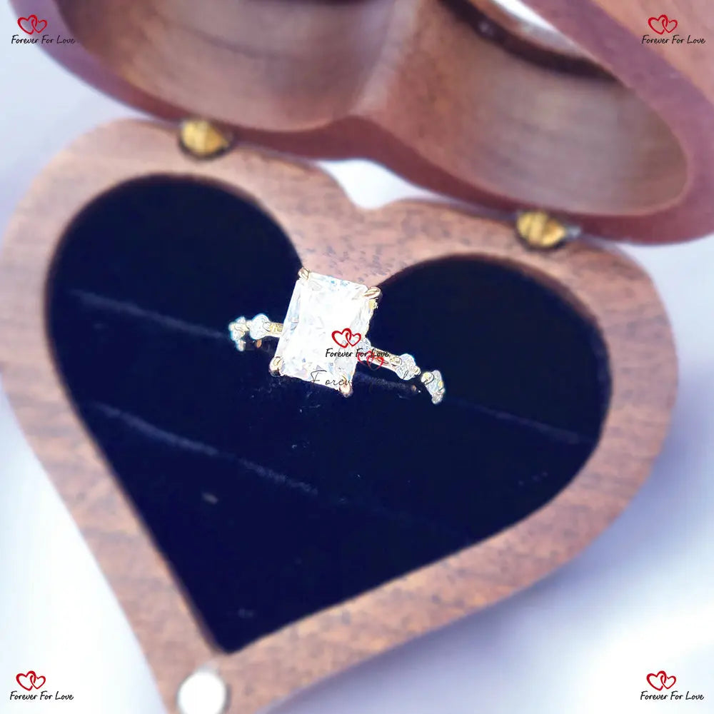 Radiant Diamond Engagement Ring with Floating Pave Forever For Love