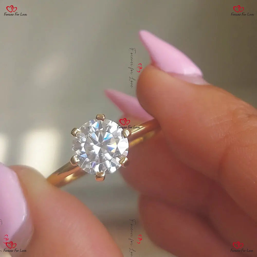 6 Prong Knife Edged Round Cut Solitaire Engagement Ring Forever For Love