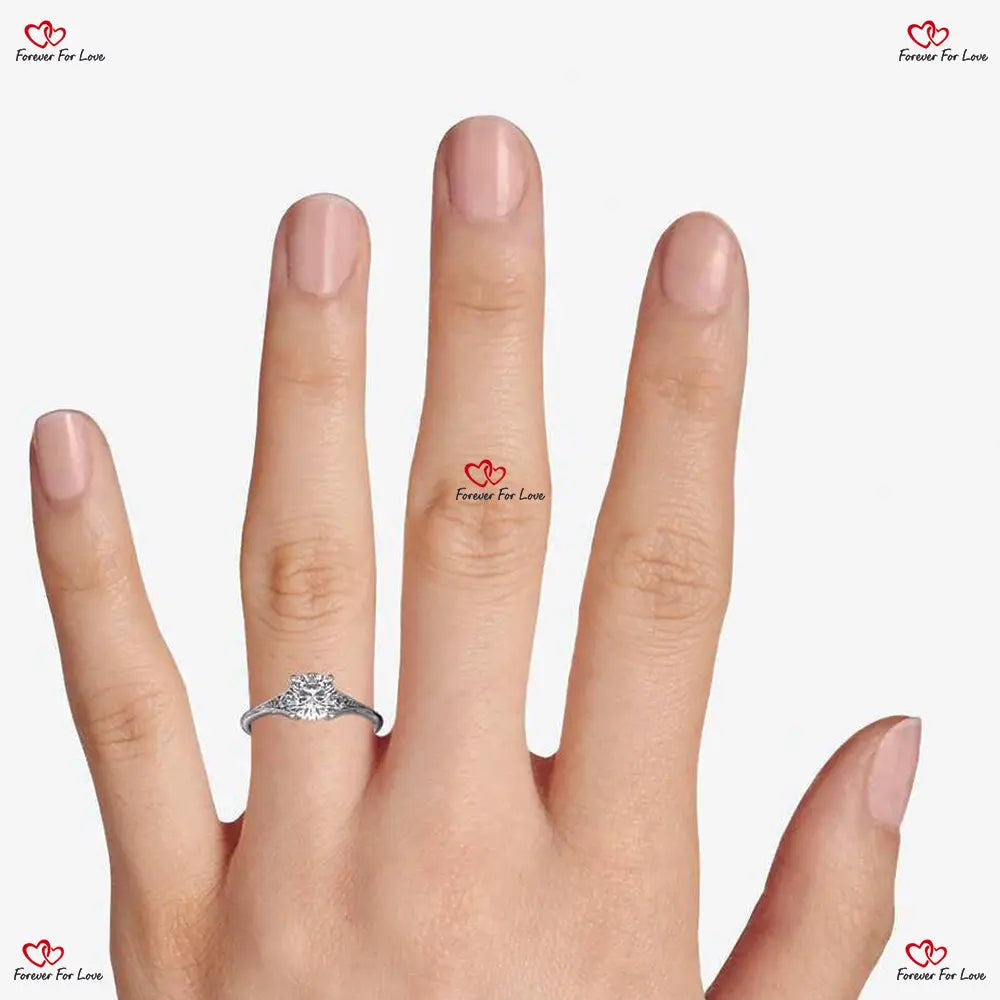 Vintage Diamond Solitaire in Platinum Engagement Ring Forever For Love