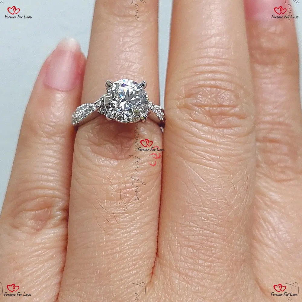 Pave Twist Band Round Diamond Engagement Ring Forever For Love