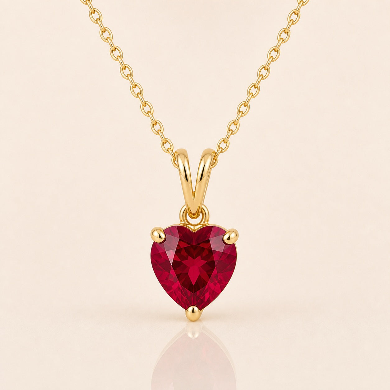 Ruby Heart Pendant Necklace