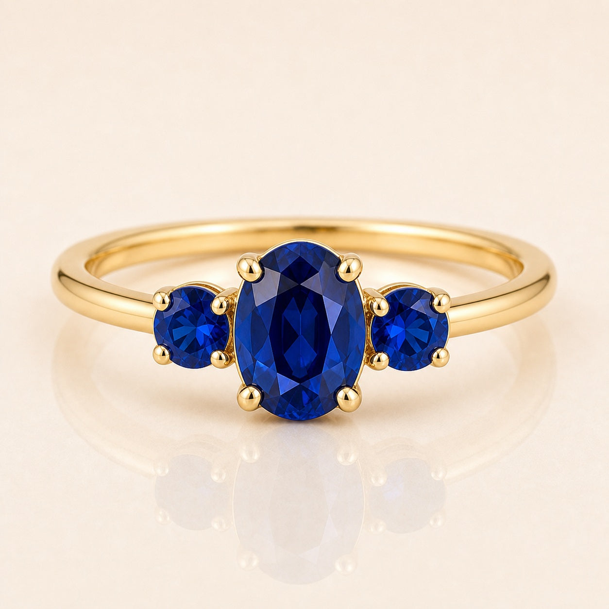 Sapphire Three Stone Birthstone Ring